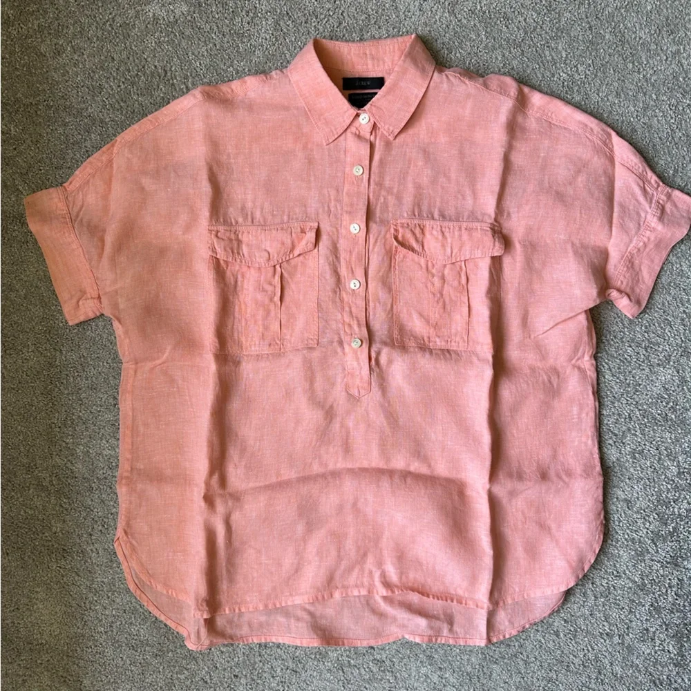 J.Crew Baird McNutt Irish Linen Short Sleeve Button Up Camp Shirt - Picture 6 of 7